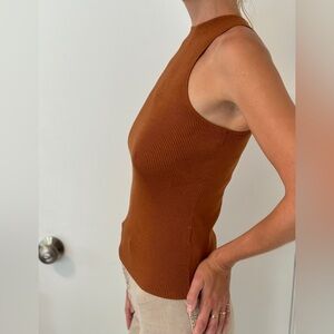 Madewell Signature Knit Cutaway Sweater Tank warm coffee color brown